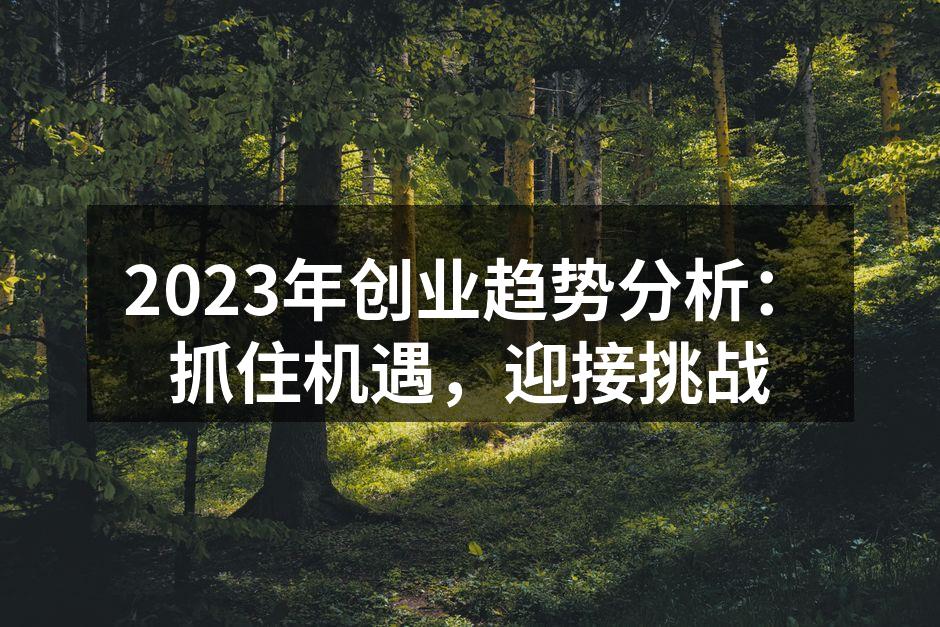 2023年创业趋势分析：抓住机遇，迎接挑战