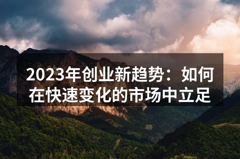 2023年创业新趋势：如何在快速变化的市场中立足